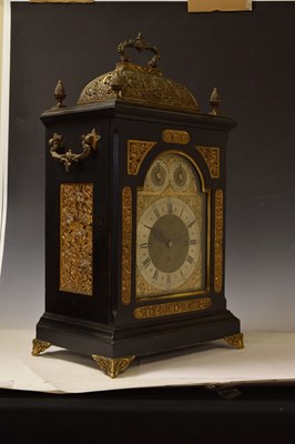 Lot 462 - Victorian ebonised triple fusee table clock