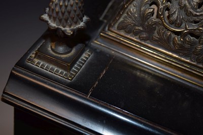 Lot 462 - Victorian ebonised triple fusee table clock