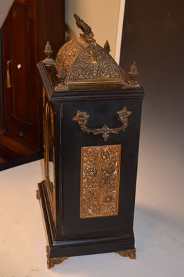 Lot 462 - Victorian ebonised triple fusee table clock