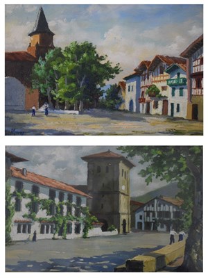 Lot 534 - Jacques Gaston Moreau (Basque) (1903-1994) - Pair of oils - 'Aïnhoa' and 'Ascain'