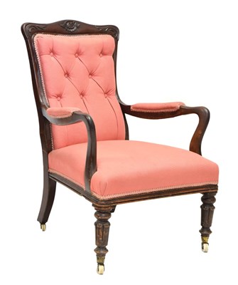 Lot 659 - William IV or early Victorian carved walnut-framed occasional chair