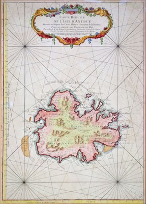 Lot 147 - 18th Century hand-coloured map of Antigua