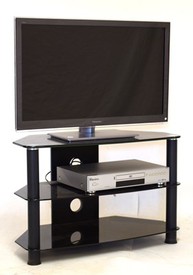 Lot 636 - Panasonic 3D television and DVD Player on glass stand