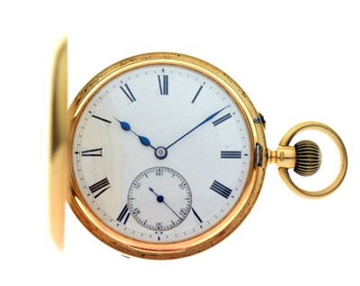Lot 62 - 18ct gold half-hunter pocket watch