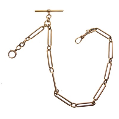 Lot 37 - 18ct gold trombone and belcher link chain and Albert chain, 56g gross approx