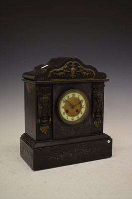 Lot 464 - Late 19th Century black slate mantel clock