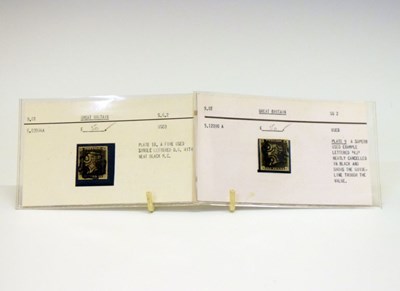Lot 115 - Two Queen Victoria Penny Black postage stamps