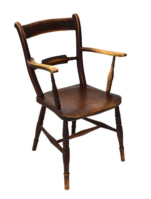 Lot 670 - 19th Century ash and beech framed Thames Valley elbow chair