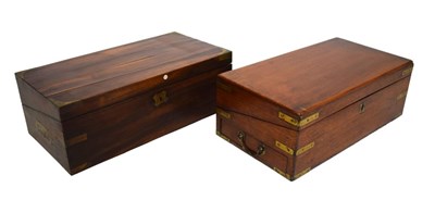 Lot 673 - Regency rosewood brass bound writing slope and a similar mahogany example