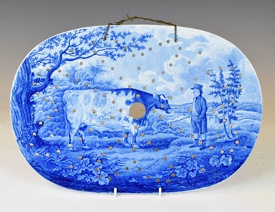 Lot 341 - 19th Century blue and white blue pearlware meat strainer