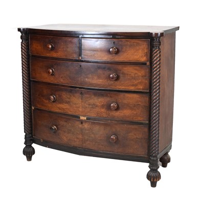 Lot 677 - Victorian mahogany bow-front chest of two short over three long drawers