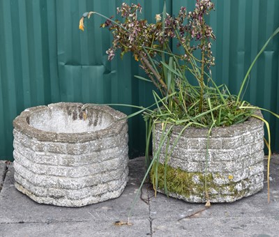 Lot 783 - Pair of modern composition stone effect rectangular garden troughs