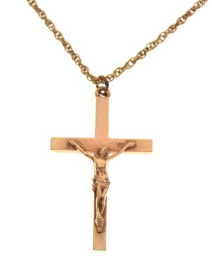 Lot 34 - 9ct gold crucifix on chain