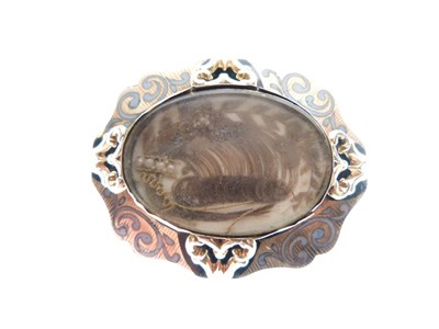Lot 69 - Victorian gilt and enamel mourning brooch
