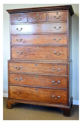 Lot 389 - George III mahogany tallboy or chest on chest