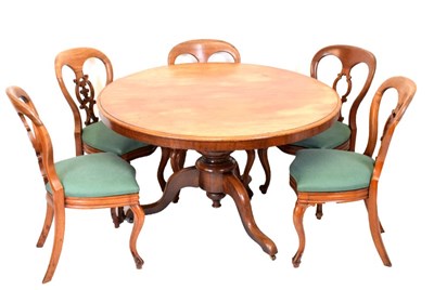 Lot 395 - Five Victorian James Reilly of Manchester Patent dining chairs, plus a centre table