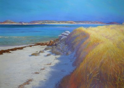 Lot 401 - Chris N. Smith (Modern) - Acrylic - Coastal view, Isles of Scilly