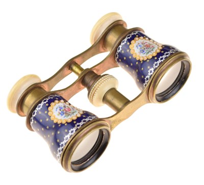 Lot 183 - Pair of late 19th or early 20th Century enamel opera glasses