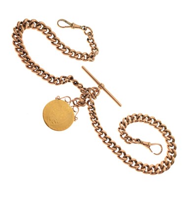 Lot 48 - 9ct gold curb link watch Albert