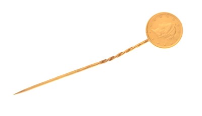 Lot 32 - US 1854 gold dollar as tie pin