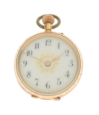 Lot 91 - Late 19th Century Swiss yellow metal (K18) open face fob watch