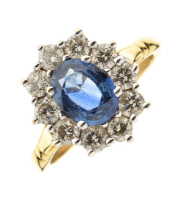 Lot 10 - Sapphire and diamond cluster ring