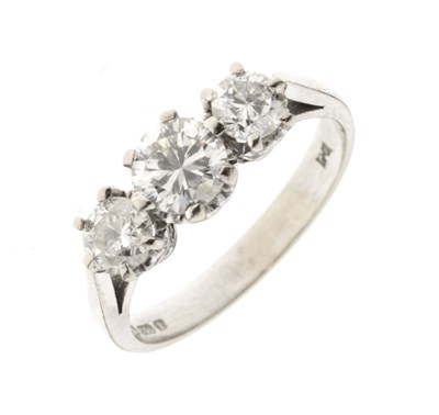 Lot 1 - Three-stone diamond 18ct white gold ring