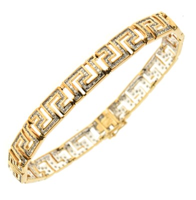 Lot 31 - 9ct gold diamond bracelet of Greek Key design