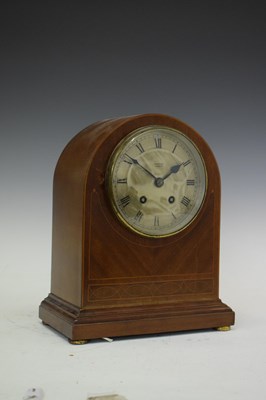 Lot 354 - Early 20th Century inlaid mahogany mantel clock