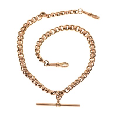 Lot 47 - 9ct rose gold fancy curb-link Albert