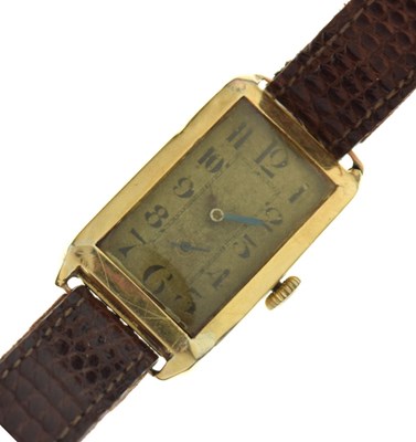 Lot 84 - George V 18ct gold Art Deco style rectangular wristwatch
