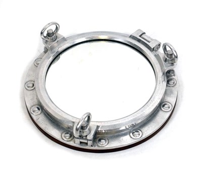 Lot 154 - Cast metal ships porthole-style wall mirror