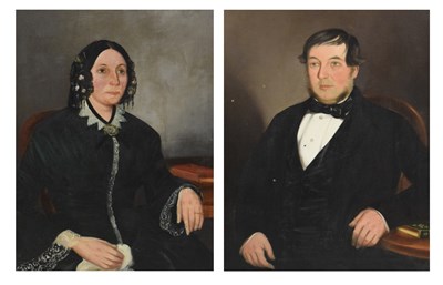 Lot 361 - Pair of Victorian portraits - George and Rebecca Williamson