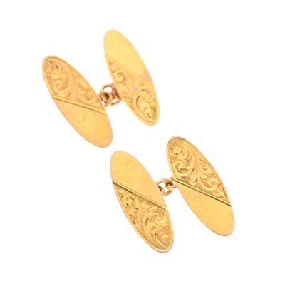 Lot 33 - Pair of 9ct gold oval cufflinks