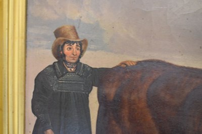 Lot 370 - Lucas Beattie (British, 19th Century) - Oil on canvas - Prize dairy shorthorn and sheep