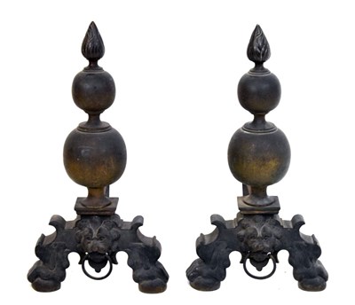 Lot 141 - Large pair of 17th Century-stye andirons