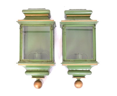 Lot 396 - Pair of Spanish coach style wall lamps