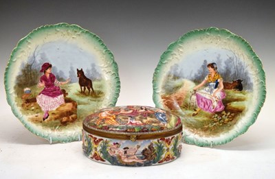 Lot 340 - Large capodimonte oval box, etc.
