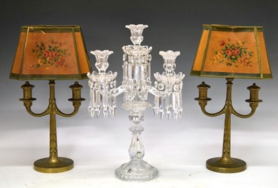 Lot 562 - Pair of gilt metal two-branch candelabra, etc.