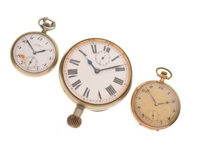 Lot 119 - Goliath pocket watch, together with two base metal pocket watches