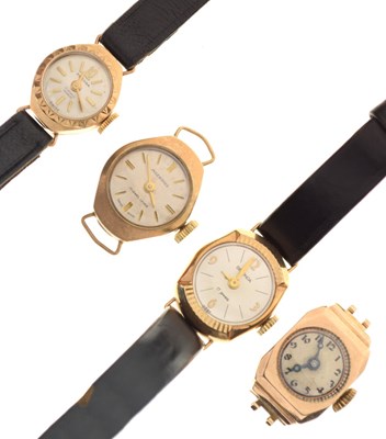 Lot 113 - Lady's Sekonda 9ct gold wristwatch, and three others