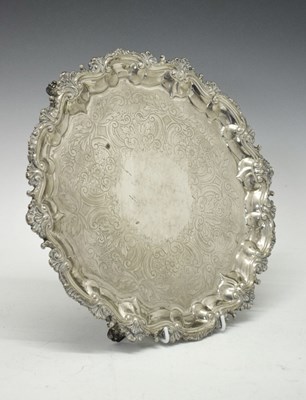Lot 84 - George III silver salver with raised acanthus leaf border
