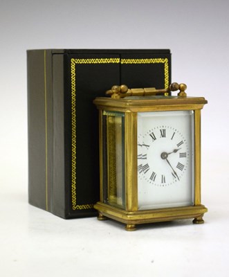 Lot 344 - French brass carriage timepiece
