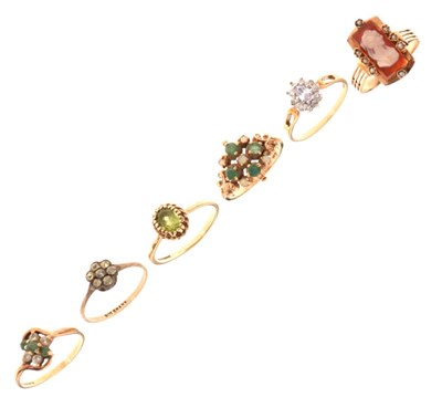 Lot 38 - Six gem-set dress rings