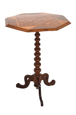 Lot 424 - Victorian inlaid walnut pedestal games table