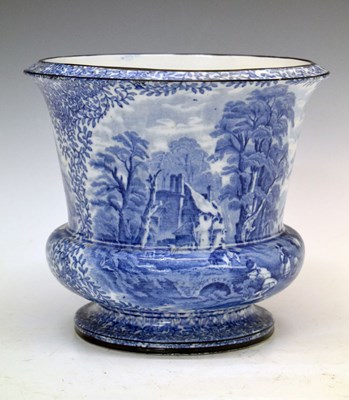 Lot 292 - Blue transfer printed cache pot