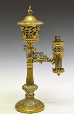 Lot 430 - 19th century brass Colza lamp