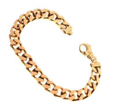 Lot 44 - Yellow metal heavy gauge curb-link bracelet, stamped '750', 68.8g approx