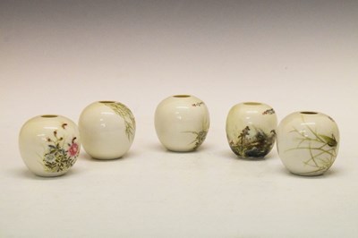 Lot 182 - Five Chinese Republic period porcelain ovoid vases