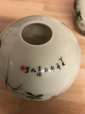 Lot 182 - Five Chinese Republic period porcelain ovoid vases